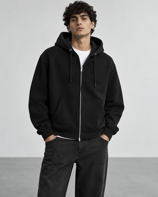 Unisex Heavyweight Zip Hoodie — Black