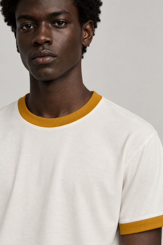 Off-White & Mustard Ringer T-Shirt