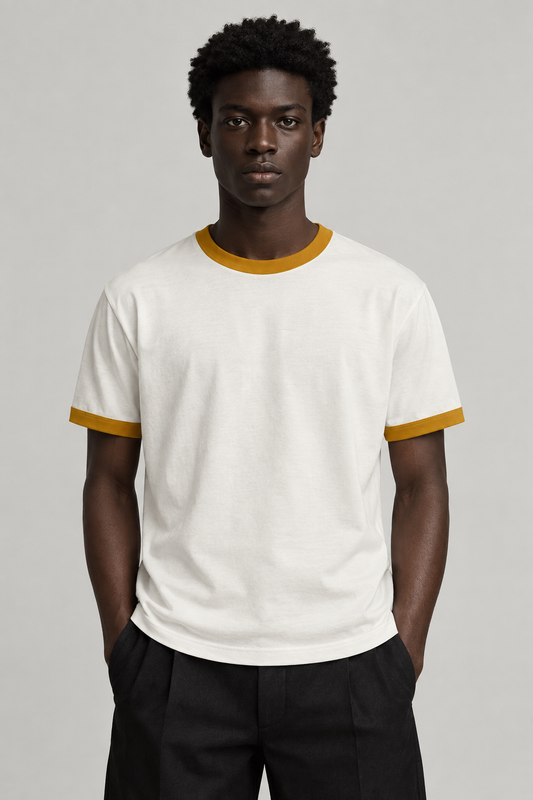 Off-White & Mustard Ringer T-Shirt