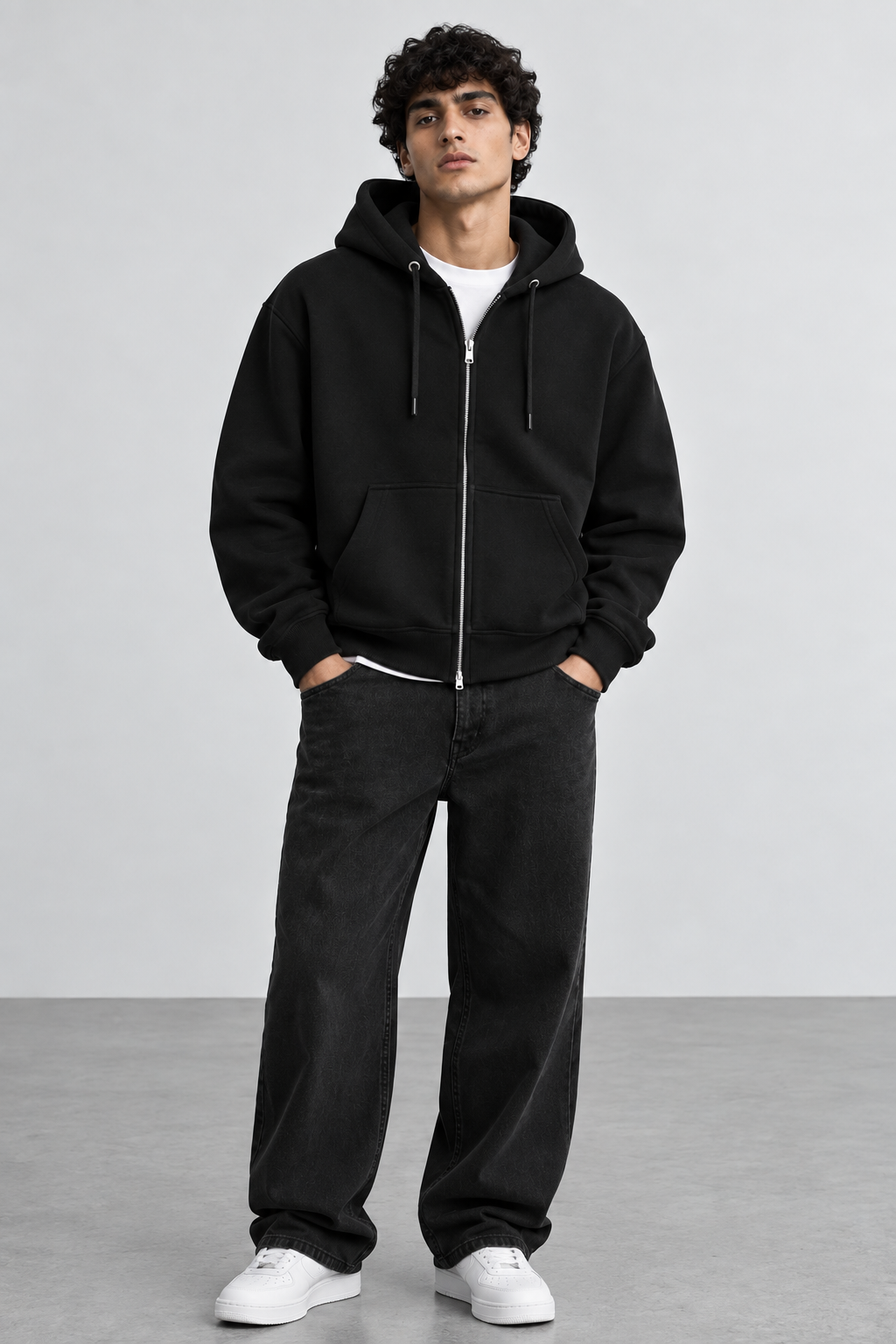 Unisex Heavyweight Zip Hoodie — Black
