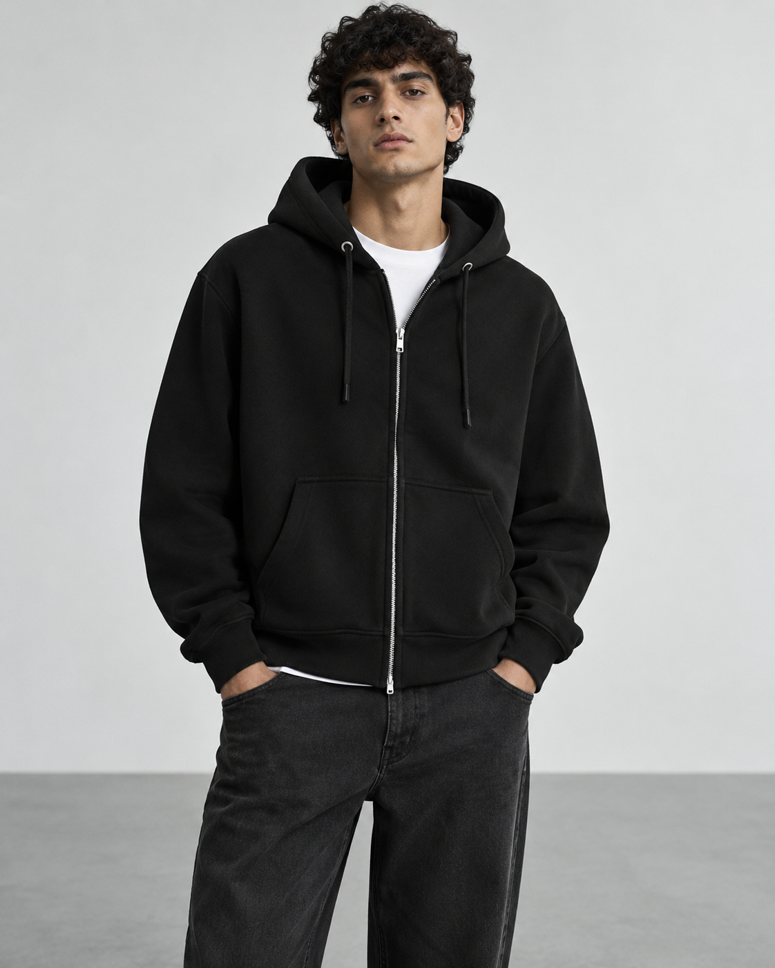 Unisex Heavyweight Zip Hoodie — Black