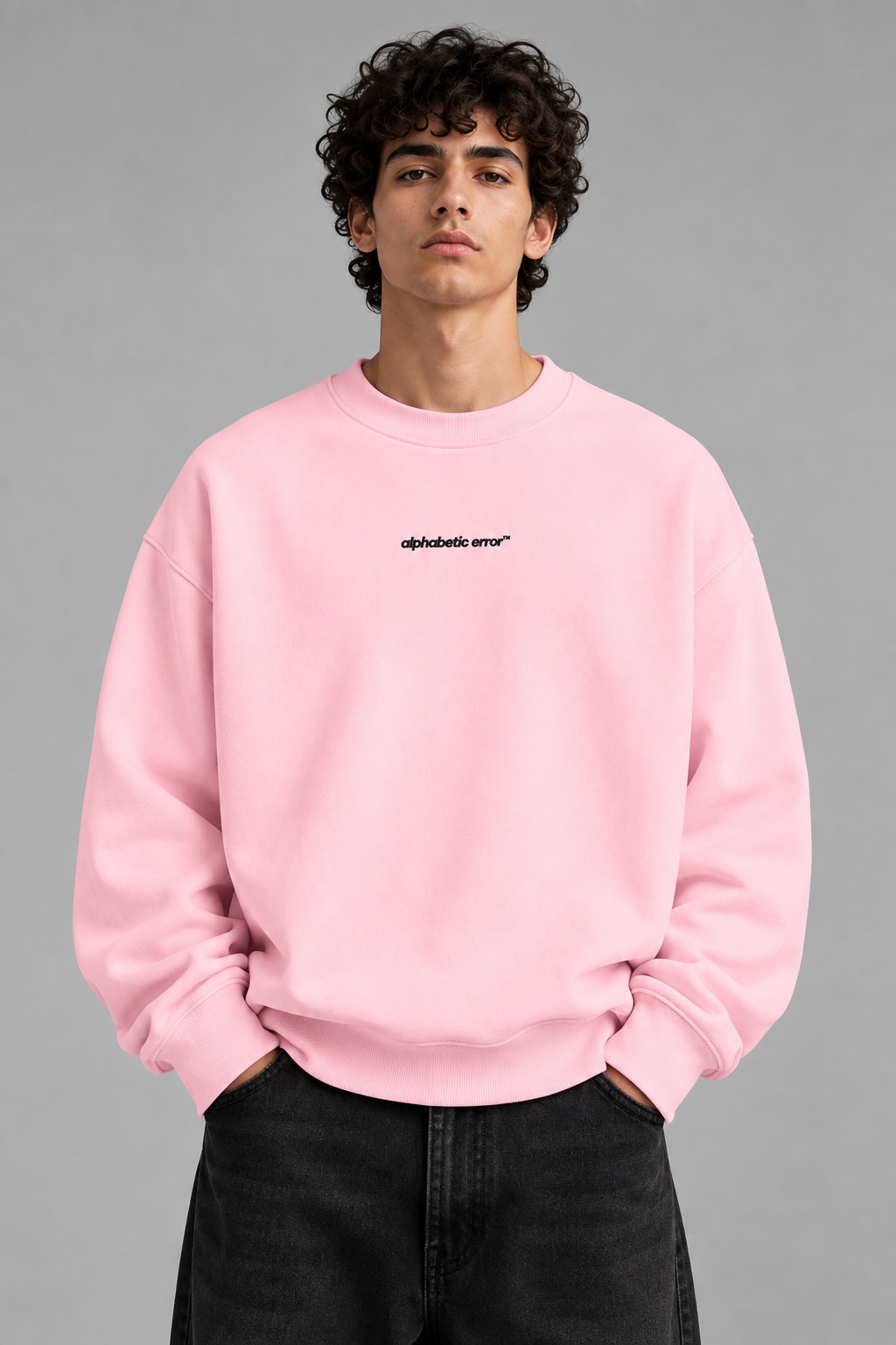 Heavyweight Embroidered Sweatshirt — Baby Pink